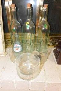 lot 242 image: LOT OF 8 VARIOUS DECORATIVE GLASS JARS AND BOTTLES