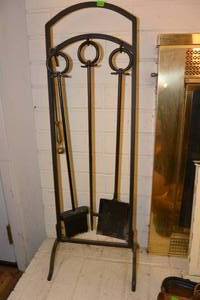 lot 245 image: VINTAGE 4 PIECE FIREPLACE TOOLS SET