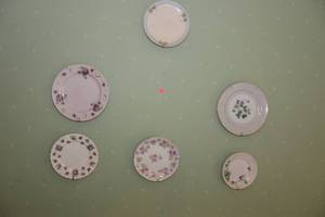 lot 278 image: 6 SMALL DECORATIVE CHINA PLATES WITH WALL HANGERS - MAKERS MARKS IN PICS (X MONEY)