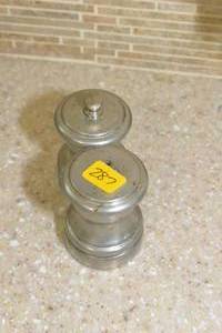 lot 287 image: VINTAGE PEWTER SALT SHAKER AND PEPPER MILL $$