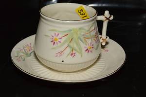 lot 331 image: VINTAGE BELLECK (IRELAND) FINNER TEA CUP & SAUCER SET $$