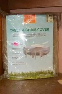 lot 378 image: OUTDOOR TABLE AND CHAIRS COVER NEW IN PACKAGE
