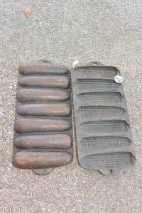 lot 428 image: 2 VINTAGE CAST IRON CORN BREAD PANS