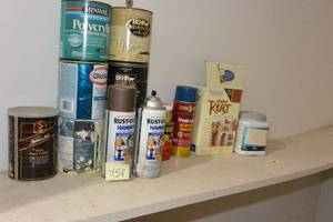 lot 458 image: SHELF LOT - ALL THE PAINT, ETC ON THIS SHELF