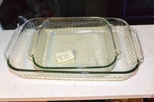 lot 472 image: 2 GLASS CASSEROLE DISHES