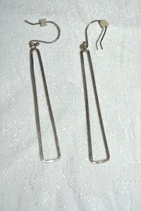 lot 58 image: Modernist geometric shape French ear wire earrings. 3L