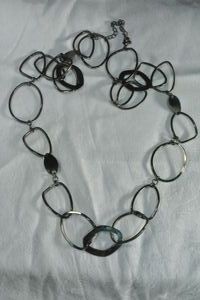 lot 197 image: Modernist burnished metal bronze finish link necklace. 28L with 2 extender