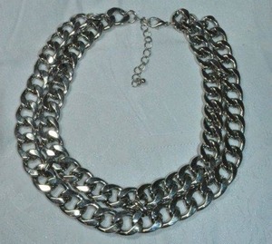 lot 137 image: Industrial double strand heavy chunky Cuban link chain. 16L with 3 extender. Lobster clasp.