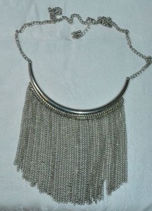 lot 138 image: Steam punk or industrial chain Thunderdome fringe necklace. 22L with 4 extender Lobster clasp. Fringe about 3L