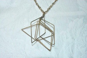 lot 140 image: Modernist cubist pendant on cable chain necklace. 32L with lobster clasp. Pendant 3L