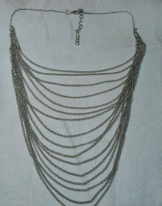 lot 154 image: Industrial style chain multi layer necklace. 16L with 2 extender Lobster clasp. Overall 24L