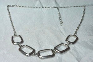 lot 167 image: MCM modernist rounded corner square necklace. 16L with 2 extender. Lobster clasp
