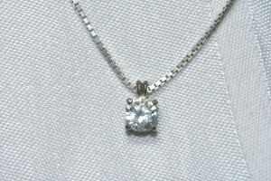 lot 327 image: Sterling Silver Italian box chain necklace with CZ pendant. Marked 925 on lobster clasp. 18L