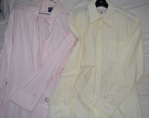 lot 100 image: Mens Dress shirts size 16-12 and one is 34-35, one is 32-33. Look New Never Worn.
