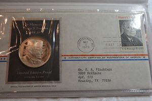 lot 4 image: Harry S. Truman Silver Proof Collectors Coin and stamp