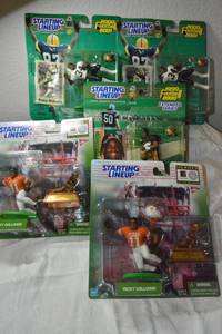 lot 11 image: Football Player figurines still in packages Starting Lineup.  Ricky Williams from UT and the Saints.