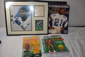 lot 144 image: Deion Sanders figurines and Framed picture, plus magazine
