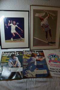 lot 145 image: Tennis collection Signed photo of Bjorn Borg, Navratilova framed photo, magazines and Virginia Slims Legends program
