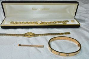 lot 117 image: Womens Gold tone watches plus faux Cartier bracelet, see photos