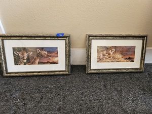 lot 186 image: Wall art Prints of Girafes and Cheetahs