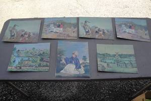 lot 11 image: 7-Vintage Gallery Of Fine Arts- Unframed Lithographers By Various Artists, See Photos For Descriptions On Each- Note 7 x Money