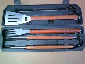 lot 50 image: Lawson Products Inc. BBQ Grille Tool Set In Hard Plastic Case, About 19 x 6