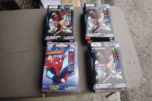 lot 76 image: Lot-12-Packs Of 16-Valentines And Pencils, 3-Spiderman and 9-Starwars