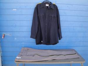 lot 95 image: Lot-Sheriffs Costume Pants And Shirts, 20-Pairs Of Pants And 5-Navy Shirts, Mixed Sizes