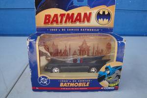 lot 8 image: 1960-s DC Comics Batmobile, 143 Scale Die Cast Car By Corgi, In Box.