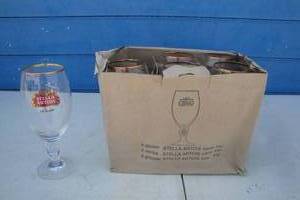 lot 23 image: Set Of 6-Unused Gold Rim Stella Artois Lager Glasses-RC-33cl-  Note 6 X Money