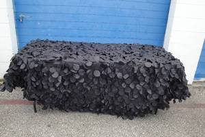 lot 58 image: 5- 10-Ft. Round Black Petal Circle Taffeta Table Cloth Covers
