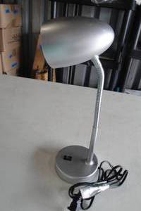 lot 65 image: LED-Desk Top Lamp, Flat Silver Finish,  Works
