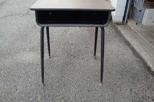 lot 68 image: Writing Desk With Under Shelf And Adjustable Legs, About 23 x 18 And Wooden Chair-See Photos
