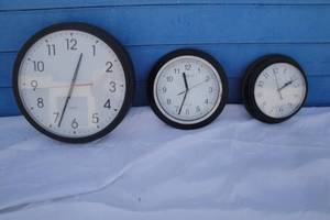 lot 94 image: Lot 3-Black Frame  White Face Wall Clocks, 1-9 Rd, 1-10-Rd And 1-13-Rd.