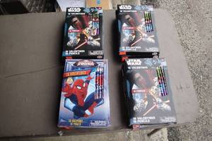 lot 39 image: Lot-12-Packs Of 16-Valentines And Pencils, 3-Spiderman and 9-Starwars