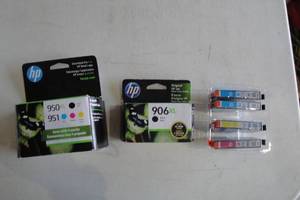 lot 130 image: Lot HP Ink Cartridges Including 1-906 XL Black, 1-950951xl Pack, 4-902 Mixed Colors