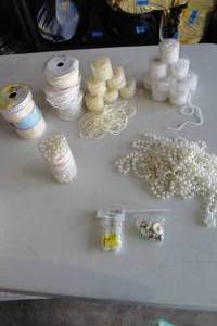 lot 137 image: Lot- Of Pearl Garland, Strings And 5-Spools Of Lace