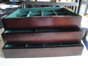 lot 179 image: 3-Wooden Jewelry Display Boxes About 15 x 11 x 212