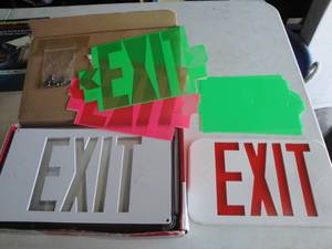 lot 241 image: Sure-Lite Emergency Exit Lighting # UXUKWH, 2-Face Kit And Additional Signs