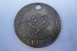 lot 239 image: Vintage Magnolia Petroleum Company Advertising Bronze Employee Number 2168 Identification Tag, About 1-12 Rd.