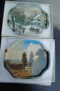lot 266 image: Pair Of Vintage Metal Serving Trays, About 7-12 x 6-In Great Condition