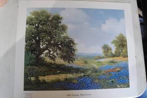 lot 282 image: Print By Paul Turner,  Hill Country Bluebonnets, About 23 x 19-12, Unframed.