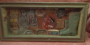 lot 15 image: Fishing Shadowbox Mancave Decor---27x12