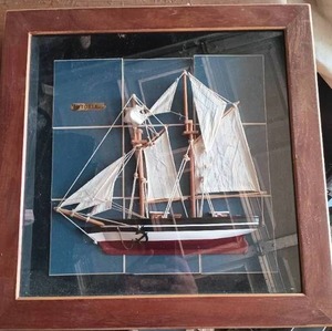 lot 30 image: Vintage Glass Framed Etoile Sailboat