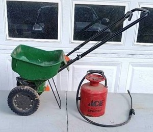 lot 20 image: Scotts Turf Builder Walk Behind Spreader and Ace 1 Gallon Sprayer