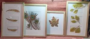 lot 44 image: Nice Selection of Waxed Leaves and Feathers Wall Art