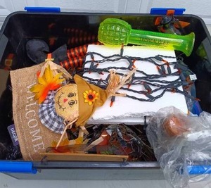 lot 46 image: Tote Full of Halloween Decorations---See pics