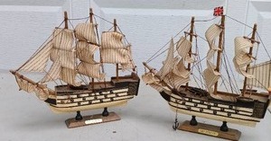 lot 50 image: Selection of 2 Handmade H.M.S. Victory 1778 Wooden Model Ships