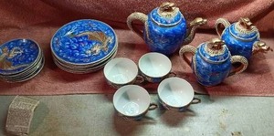 lot 84 image: Beautifully Hand Painted Japanese Dragonware Teaset with Lithophane Tea Cups---See pics and newspaper clipping (pic 8)