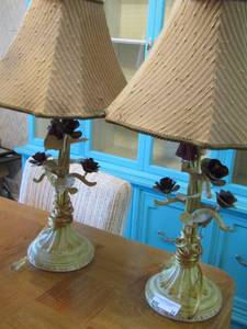 lot 34 image: metal floral table lamps qty 2 size 27 tall